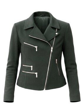 Bianca Nygard Petite Jet Black Asymmetrical Zip Up Moto Style Jacket Size 10P